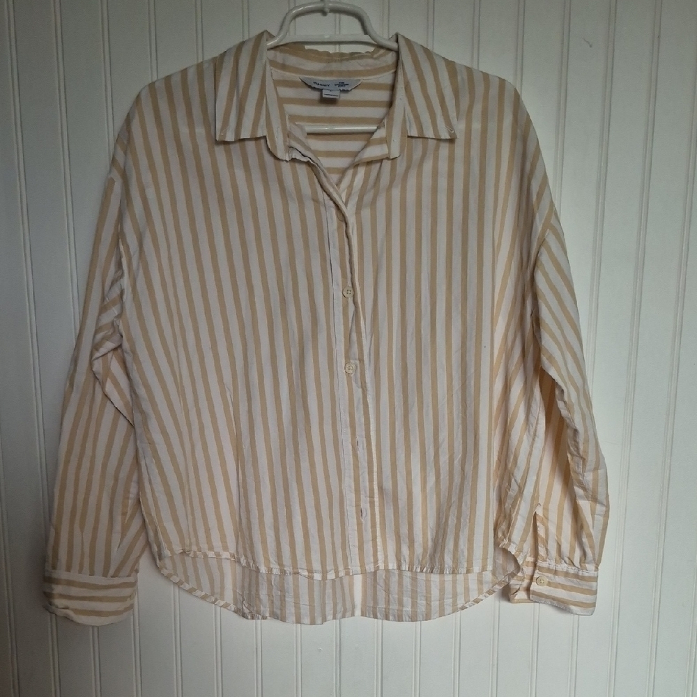Old Navy Beige and White Striped Shirt